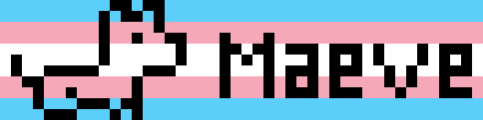 trans flag with a pixelated puppy